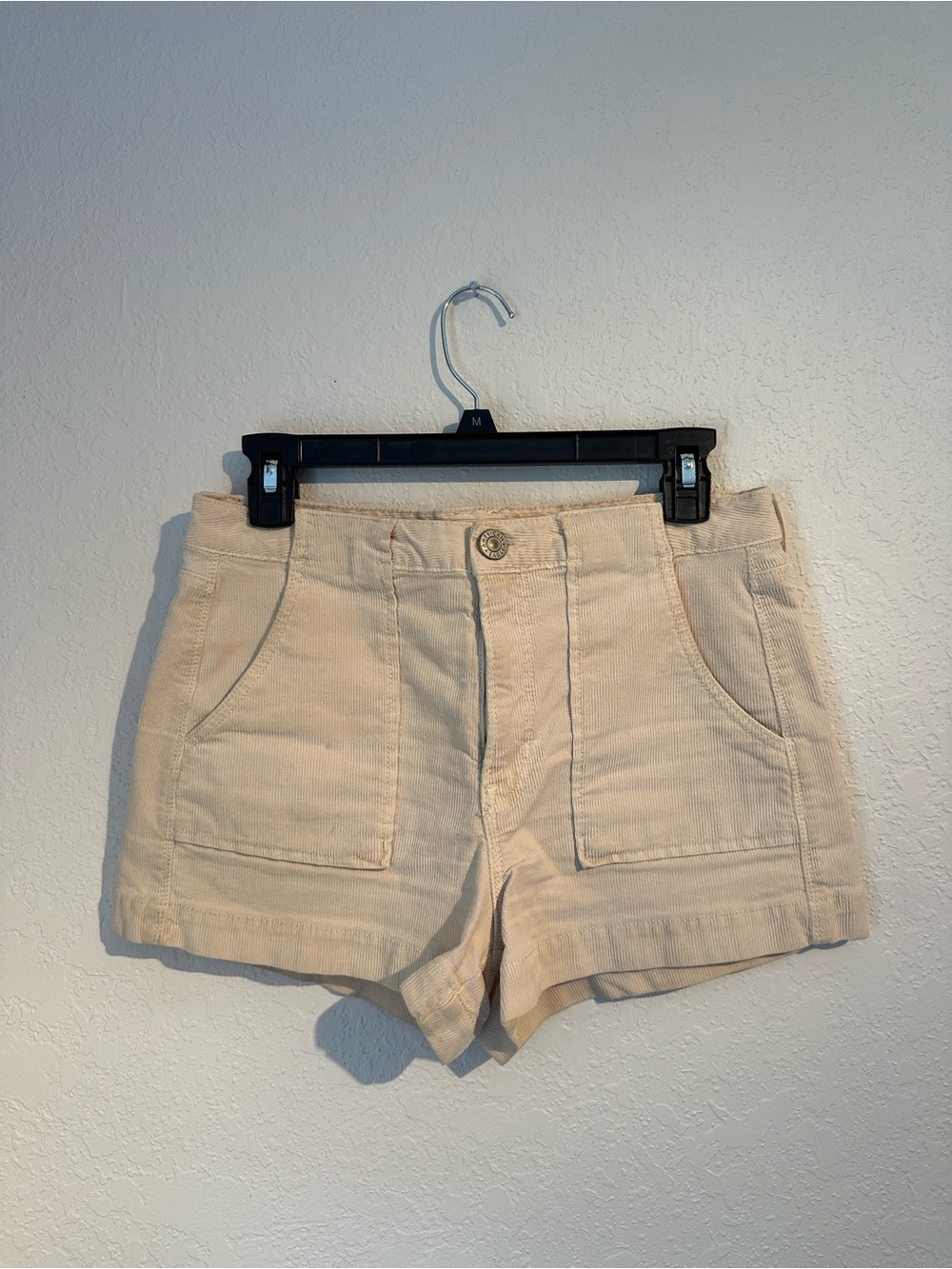 American Eagle Outfitters Cream Corduroy High-Rise Shorts